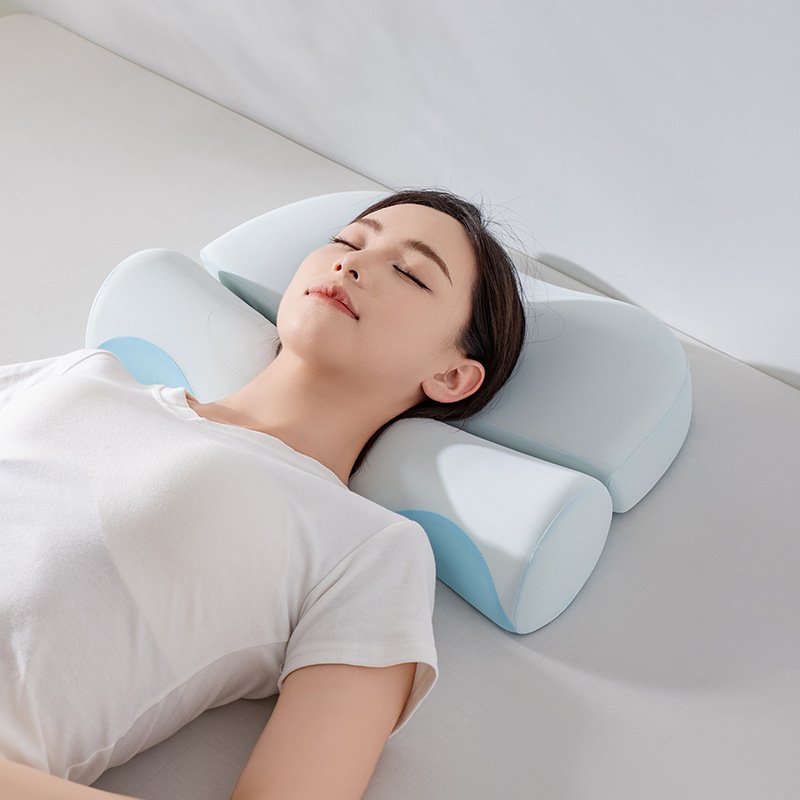 Multi-zone memory foam pillow in use