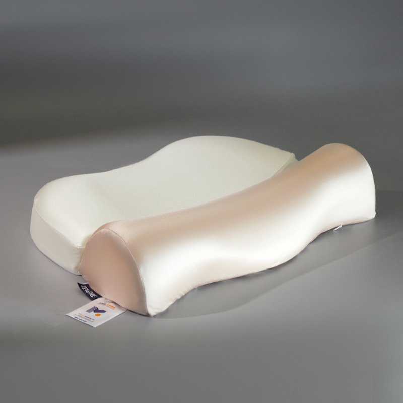 Pink and white memory foam support pillow